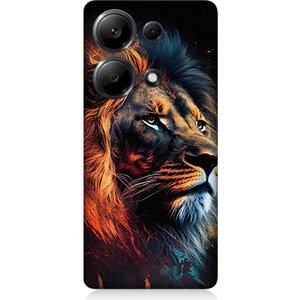 Xiaomi Redmi Note 13 Pro 4g Uyumlu Siyah Fon Aslan Desenli Silikon Kılıf
