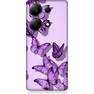 Xiaomi Redmi Note 13 Pro 4g Uyumlu Mor Kelebekler Desenli Silikon Kılıf