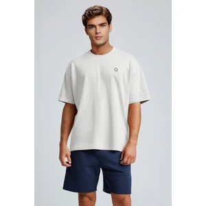 Loose Erkek T-Shirt 100% Pamuklu | Oversize Bisiklet Yaka Kısa Kollu | Q Nakışlı Tlf7001