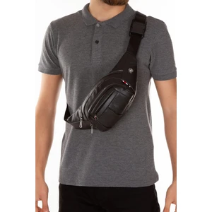 Newish Polo Erkek Siyah Deri Kulaklık Çıkışlı Su Geçirmez Çapraz Omuz ve Bel Çantası newpolo037