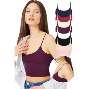 Ayarlanabilir Ince Askılı Lazer Kesim Crop Büstiyer 7'li Paket-2