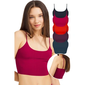Ayarlanabilir Ince Askılı Lazer Kesim Crop Büstiyer 5'li Paket-2