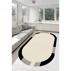 Decomia Home Dijital Kaymaz Yıkanabilir Jüt Görünümlü Oval Bej Salon Halısı Mutfak Halısı Balkon Halısı Yolluk Ev Dekor