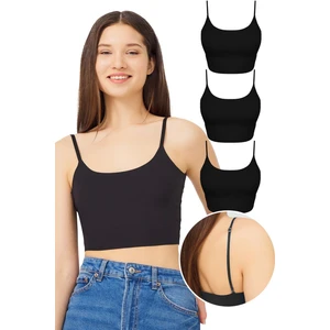 Ayarlanabilir Ince Askılı Lazer Kesim Crop Büstiyer 3'lü Paket-5