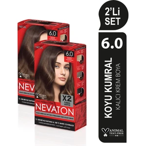 2 X 2'Li Set 6.0  Koyu Kumral Kalıcı Krem Saç Boyası Seti (4 Boya + 4 Oksidan)