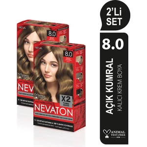 2 X 2'Li Set 8.0  Açık Kumral Kalıcı Krem Saç Boyası Seti (4 Boya + 4 Oksidan)