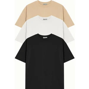 Yaz Renkleri 3'lü Paket Basic Avrupa Kalıp/oversize Fit Kesim Bisiklet Yaka Kısa Kollu T-Shirt
