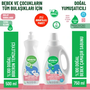 %100 Doğal Bebek Çamaşır Sabunu 750 ml & Biberon Emzik Temizleyici Elde Bulaşık Sabunu 500 ml Set