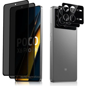 M.TK Moveteck Xiaomi Poco X6 Pro Kamera Lens Koruma Camı ve Hayalet Ekran Camı 2'li Set (Birer Adet)