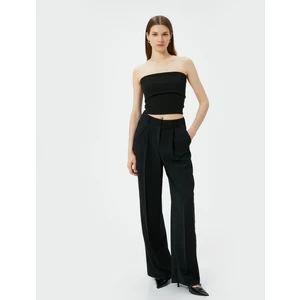 Straplez Üst Kat Detaylı Ribanalı Slim Fit