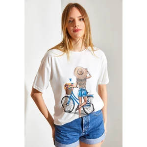 Kadın Desenli Penye Tshirt