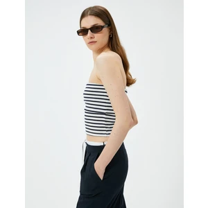 Straplez Üst Kat Detaylı Ribanalı Slim Fit