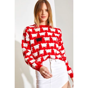 Kadın Koyun Desenli Triko Kazak