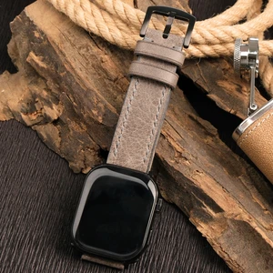 Apple Watch Hakiki Deri Kordon 38MM 40MM 41MM Seri 3 4 5 6 7 Se 8 9 Uyumlu Hakiki Deri Kayış Gri