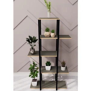 Güzelkan Madeni Eşya Dekoratif 5 Raflı Metal Çiçeklik Saksı Standı Saksılık Füme 1350