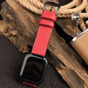 Apple Watch 38MM 40MM 41MM Seri 3 4 5 6 7 Se 8 9 Uyumlu Siyah Hakiki Deri Kayış