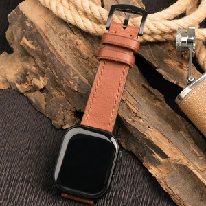 Apple Watch Uyumlu Deri Kordon 38MM 40MM 41MM Seri 3 4 5 6 7 Se 8 9 Uyumlu Hakiki Deri Kayış Kahverengi