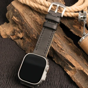 Apple Watch Uyumlu Siyah Deri Kordon 38MM 40MM 41MM Seri 3 4 5 6 7 Se 8 9 Uyumlu Siyah Hakiki Deri Kayış