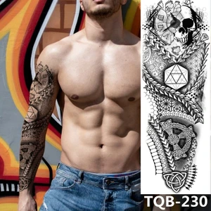 Gerçekci Geçici Kurukafa Geometri Desen Kol Kaplama Tattoo Dövme Modelleri