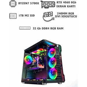 Fairytale X20 Ryzen 7 5700X / Rtx 4060 / 32GB Rgb Ram / 240MM Sıvı Soğutma / 1tb Nvme Oyuncu Masaüstü Bilgisayarı