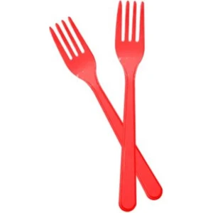 Kırmızı Plastik Çatal 25 Adet
