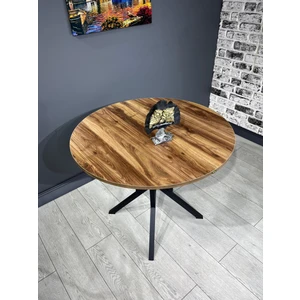 Hey Modüler Mobilya Sedef Yuvarlak Mutfak Masası Yemek Masası Balkon Masası Metal Siyah Ayak 100 cm