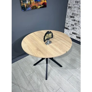 Hey Modüler Mobilya Sedef Yuvarlak Mutfak Masası Yemek Masası Balkon Masası Metal Siyah Ayak 100 cm