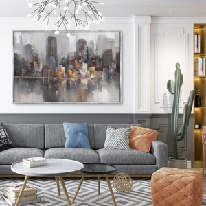 Z Concept Yağlı Boya Dokulu Şehir Tablo