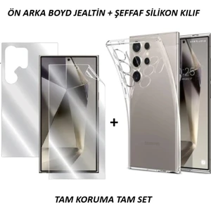Galaxy S24 Ultra Uyumlu Ön+Arka Şeffaf Body Nano Jelatin ve Şeffaf Silikon Kılıf  Tam Set
