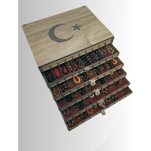 Yaman Hediyelik Kişiye Özel Ahşap Tesbih Koleksiyon Kutusu Hediyelik Özel Isim Yazılı Tespih Kutusu 60 Tesbihlik