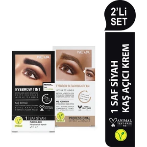 2'li Set Kaş Boyası 1 Saf Siyah + Kaş Açıcı Krem Vegan