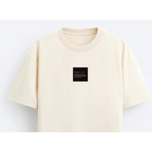 The Champ Bisiklet Yaka Syzygy Yazılı Oversize Ekru Erkek T-Shirt
