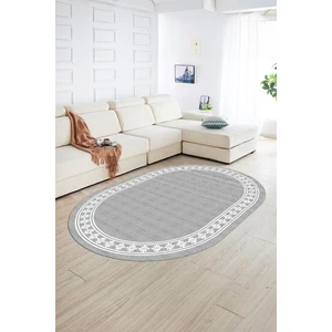 Napoli Home Dijital Kaymaz Yıkanabilir Jüt-Hasır Desen Oval Yolluk Mutfak Salon Halısı, N-O-Jüt-20-Gri,