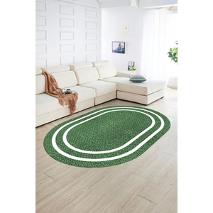Napoli Home Dijital Kaymaz Yıkanabilir Jüt-Hasır Desen Oval Yolluk Mutfak Salon Halısı, N-O-Jüt-12-Yeşil,
