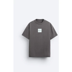 The Champ Bisiklet Yaka Syzygy Yazılı Oversize Füme Erkek T-Shirt
