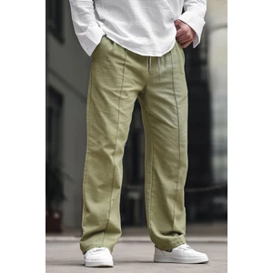 Haki Erkek Rahat Kesim Keten Pantolon 6539