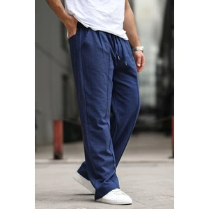 Lacivert Erkek Rahat Kesim Keten Pantolon 6539