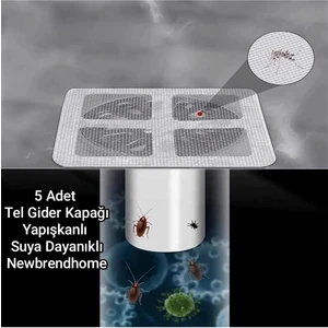 Emrah Gültekin Banyo Duş Gider Süzgeci 5 ADET Gider Kapağı Saç Küvet Drenajı Duş Tahliye Kapağı 10X10 cm Yapışkanlı Temizlik Teli