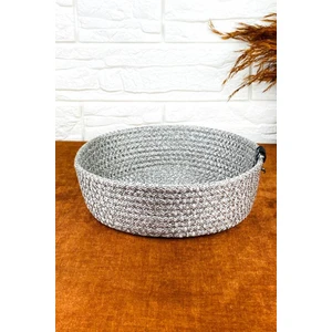 Tiesa Home Yuvarlak Jüt Ip Hasır Örgü Ekmek Sepeti Ekmeklik Gri