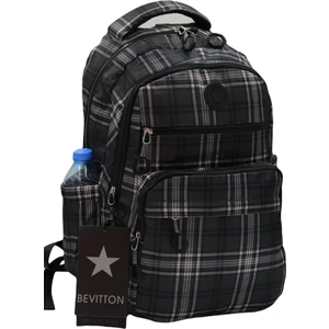 Özel Bts Su Itici Kumaş Ekose Siyah Unisex Okul Sırt Çantası A3113