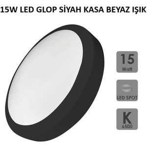LED 15W Glop Armatür Beyaz Işık Siyah Kasa 1500 Lümen