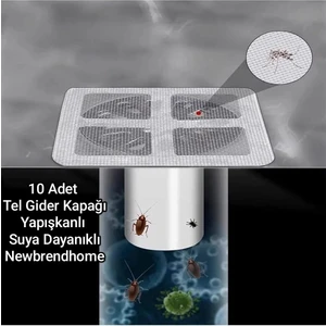 Emrah Gültekin Banyo Duş Gider Süzgeci 10 ADET Gider Kapağı Saç Küvet Drenajı Duş Tahliye Kapağı 10X10 cm Yapışkanlı Temizlik Teli