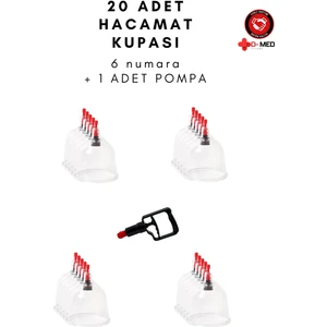 6 Numara Hacamat Kupası 26 Adet + 1 Adet Pompa