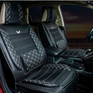Renault Megane 4 Hb Uyumlu Deri Oto Koltuk Kılıfı Ön Arka Set Siyah Beyaz Sc