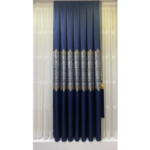 Fon Dünyası Pano Fon Perde Lacivert Gümüş