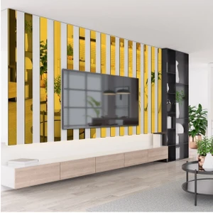 Ata Pleksi Aynalı Pleksi Şerit Çıta (2X244CM) 20'li Paket Altın Aynalı Pleksi Dekorasyon Ürünü