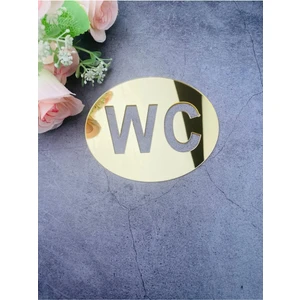Ata Pleksi Wc Tabelası Ayna Pleksi Altın Aynalı Duvar Tabelası 9X12CM