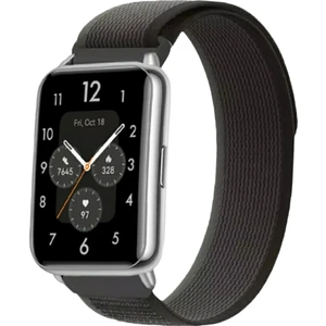 Huawei Fit 2 Uyumlu Trail Loop Cırtlı Bant Kordon Pim Çevirici Aparatlı Akıllı Pimli Gri Siyah