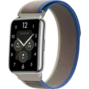 Huawei Watch Fit 2 Uyumlu Trail Loop Cırtlı Bant Kordon Pim Çevirici Aparatlı Akıllı Pimli Gri Mavi
