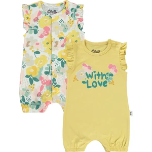 Civil Baby Kız Bebek 2'Li Patiksiz Tulum 3-12 Ay Soft Hardal